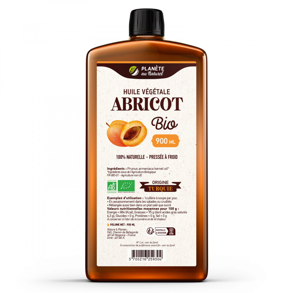 Huile de Noyau d'Abricot Bio - 900ml - AB - Planète au Naturel