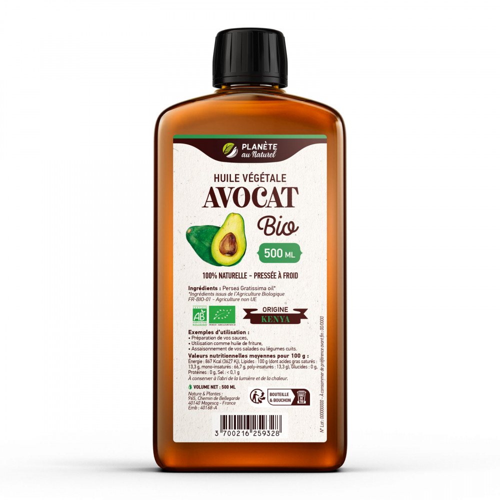 Huile de AVOCAT Biologique - 500ml - Cosmos Organic - Planète au Naturel