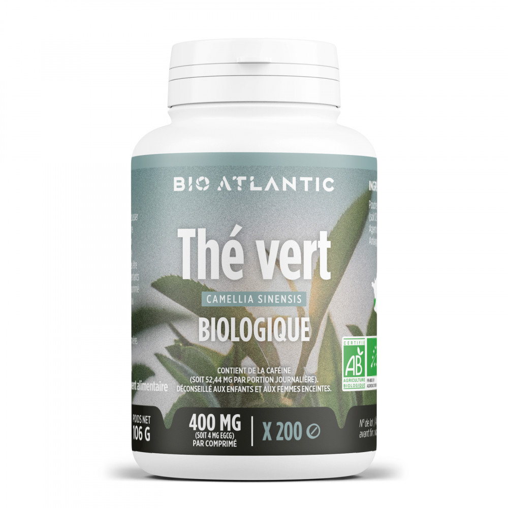 Thé Vert biologique-200 comprimés à 400 mg