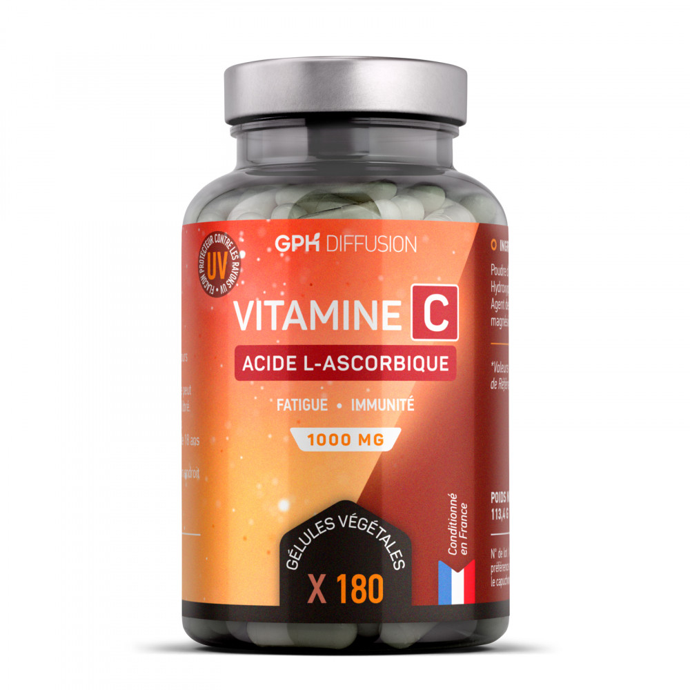 Vitamine C 1000 mg - 180 comprimés -L- Acide Ascorbique