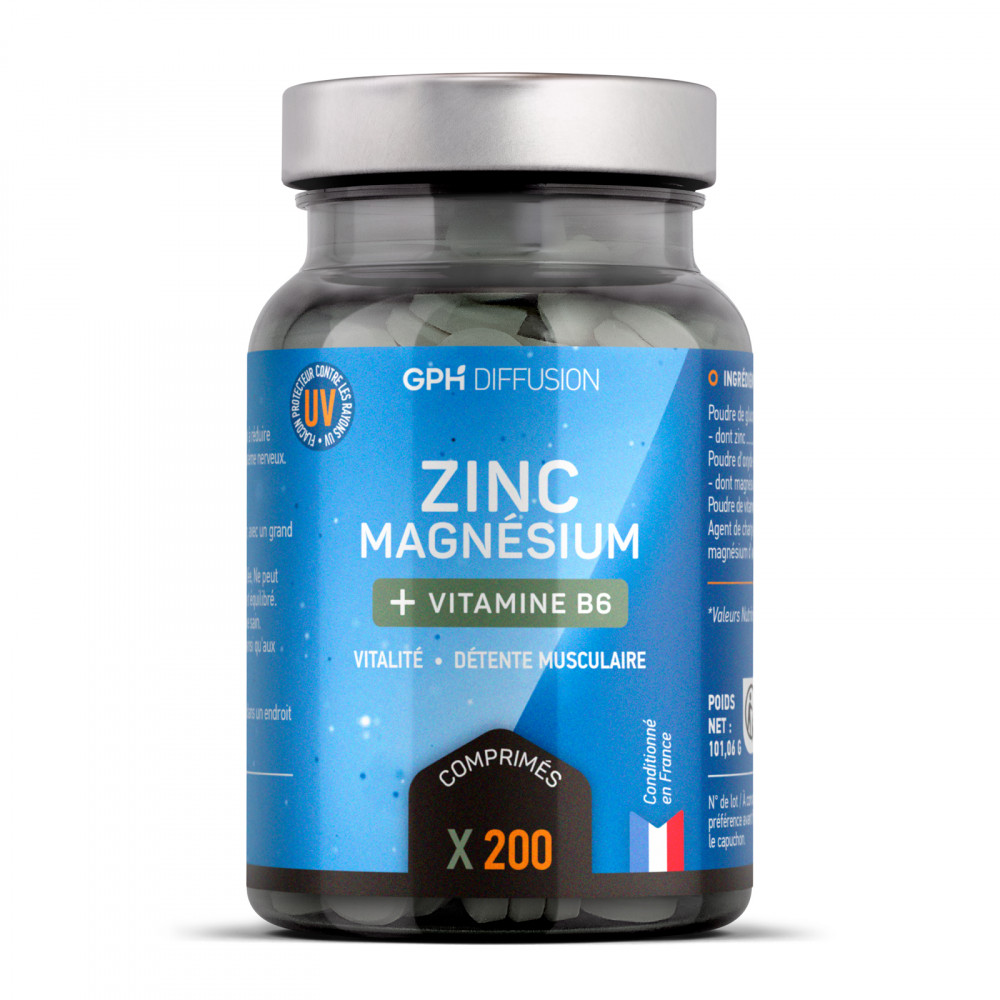 Magnésium + Zinc + B6 - 200 Comprimés